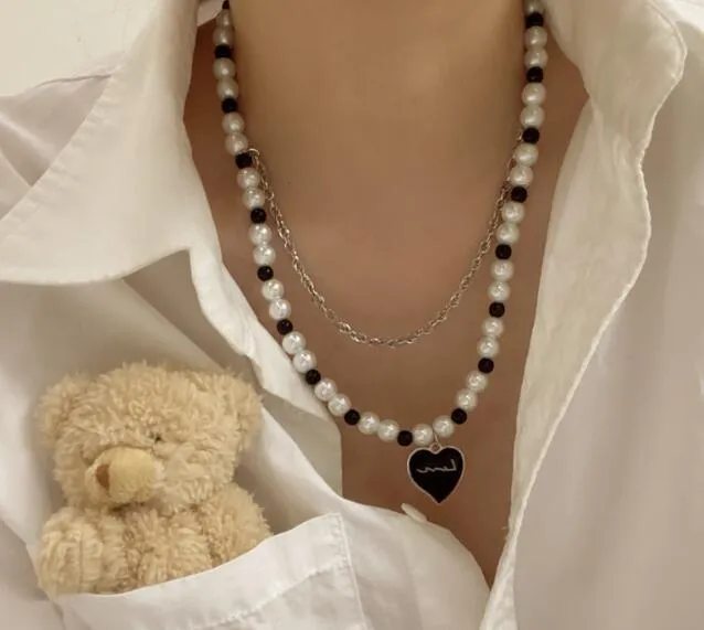 Collane girocollo a forma di cuore con ciondolo di perle colorate di lusso donne Y0124