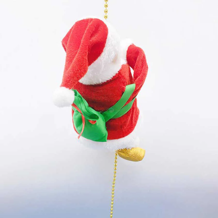 Santa Claus docka elektrisk klättring leksak krypa upp och ner xmas fest jul hängsmycke gåva 2022 juldekorationer för hem 211012