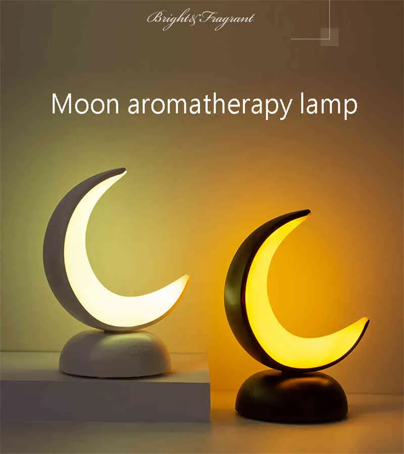 Creative Moon LED Table Décor Type-c USB Charge Parfum Huile Essentielle Lampe Air Aroma Diffuseur Veilleuse Dimmable