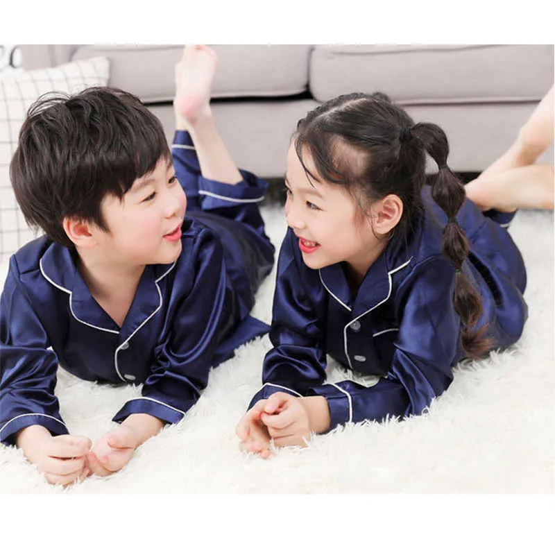 Pijamas de seda de manga comprida para meninos meninos PJS PAJAMA DE AUTONO Conjunto de cetim pijama Harper Sete pijamas roupas de dormir com 10 anos de idade 2109039103552