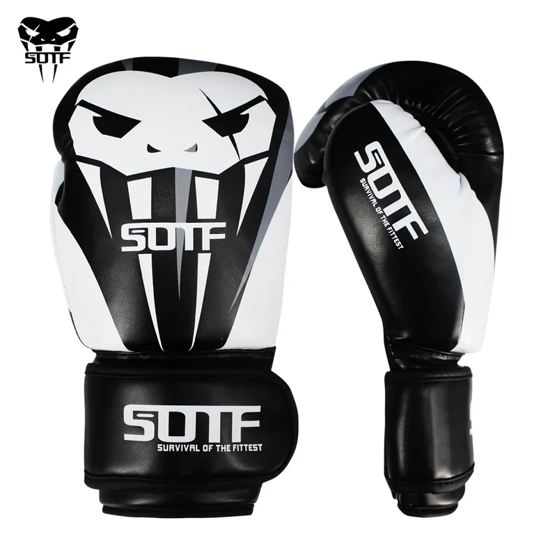 SOTF Adults MMA Venomous snake black Boxing gloves Tiger Muay Thai muay thai boxing fight glove Sanda pads box 220222