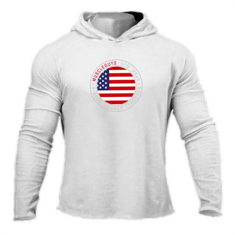 Herfst Gym Kleding Mens Lange Mouw T-shirts Hoody Bodybuilding Streetwear Fitness Training Trainingspak Mannelijke Fitness Silm Hoodies 210421