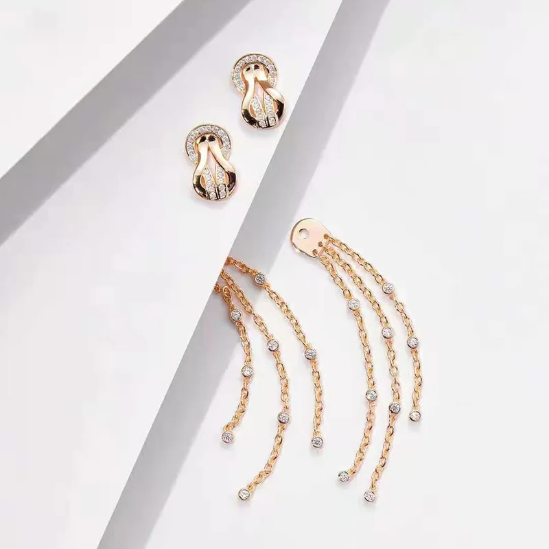 OEVAS Sterling Silber Hufeisen Stud Quaste Ohrring 18K Gold Überzogene Ohrringe Für Frauen Hochzeit Geburtstag Stein Schmuck Dropship