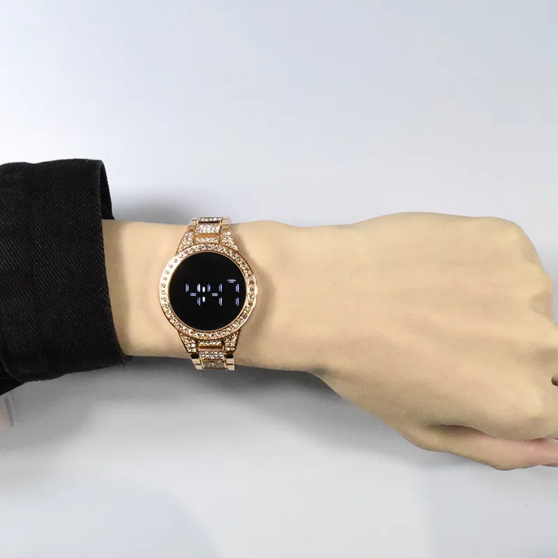 Relojes LED con tacto de diamante para mujer, moda resistente al agua, reloj de pareja para mujer, pantalla única, el regalo más especial, mermelada tangan peremp251i