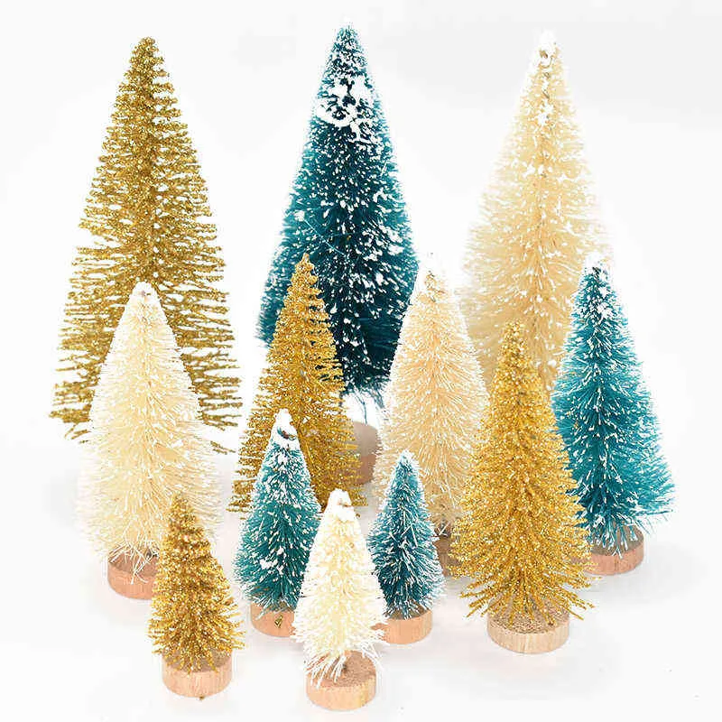 Mini Christmas Tree Pine Tree Christmas Decorations For Home Navidad Xmas Ornament Year Decor Kids Gift DIY Craft 211104
