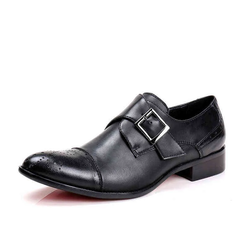 Kleidschuhe Christia Bella Klassisch Business Büro Herren Formal Schwarz Echtes Leder Schnalle Brogue Mann Party 220223