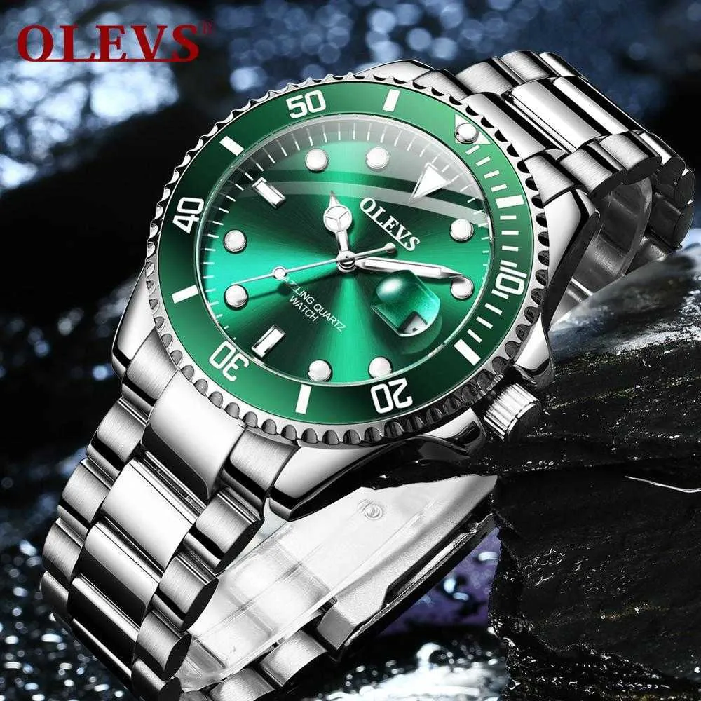 OLEVS Men's Watches Fashion Business Waterproof Quartz Wrist Watch Men Top Brand Luxury Stainless Steel Strap Sport Clock Mal307b