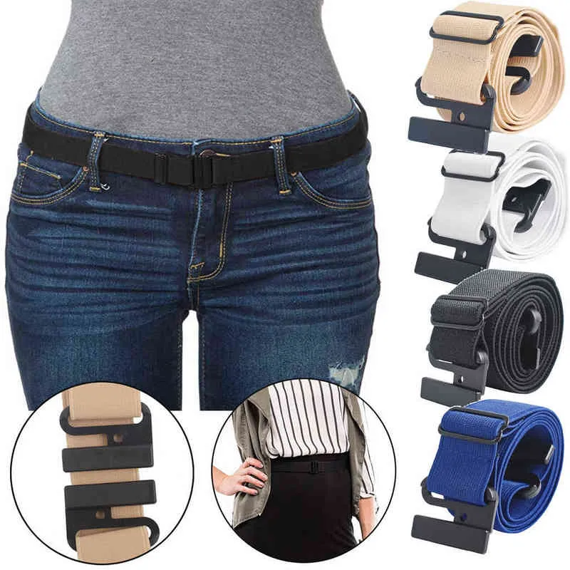 Cintos quentes para mulheres fivela de cintura livre calças jeans sem fivela esticar cinto de cintura elástica para homens cinto invisível Dropshipping G220301