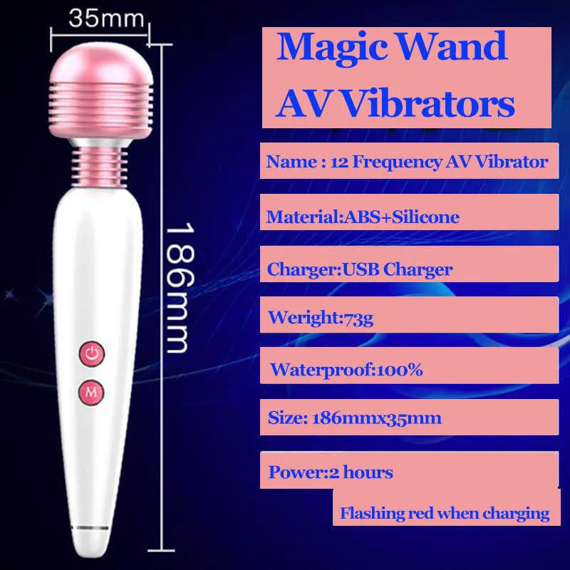 Articoli massaggi 12 bacchetta di frequenza vibratore AV massaggiatore pene vibratori clitoride orale carica USB massaggiatore anale giocattoli sexy donne adulte