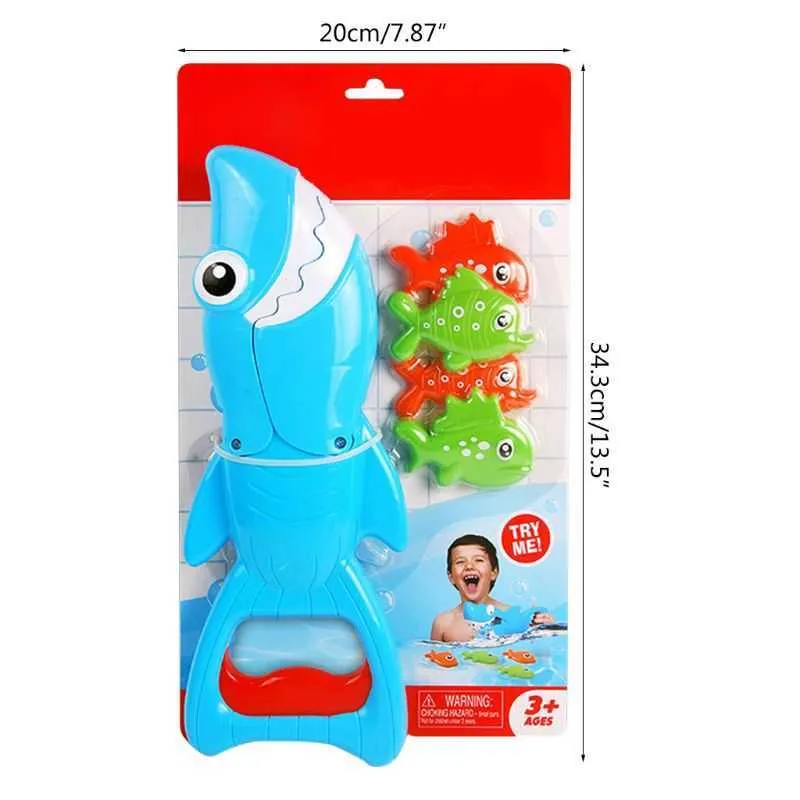 Shark Grabber Bath Toy pour garçons filles attraper jeu avec 4 poissons baignoire pêche 210712