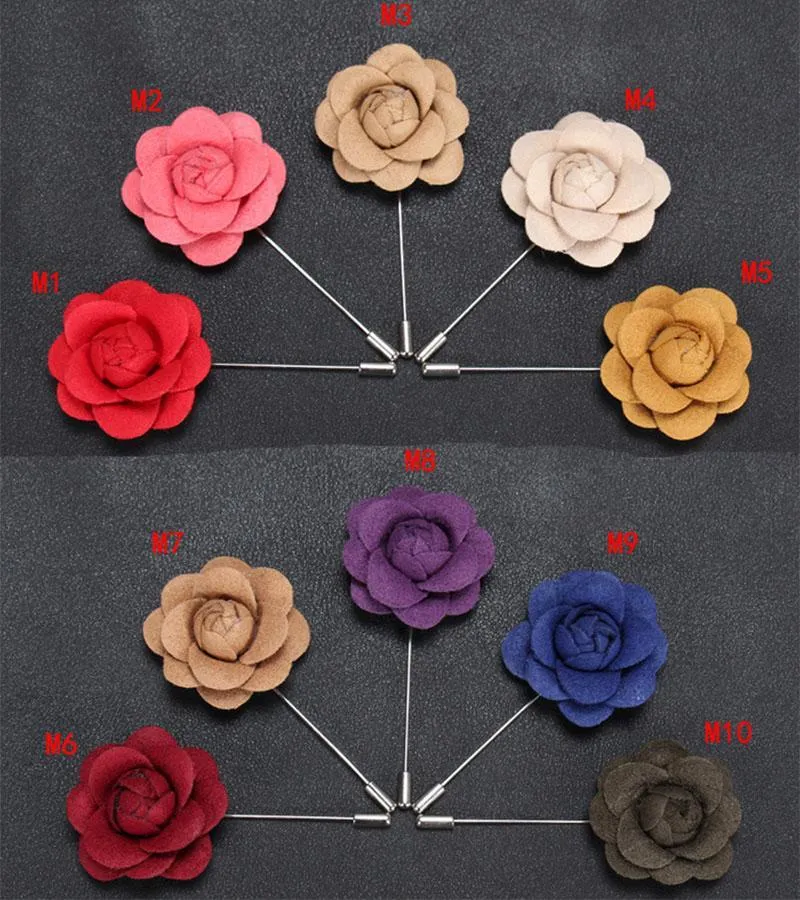 Pins, Broschen Mode Männer Brosche Blume Anstecknadel Anzug Boutonniere Stoff Garn 9 Farben Button Pins Für Hochzeit