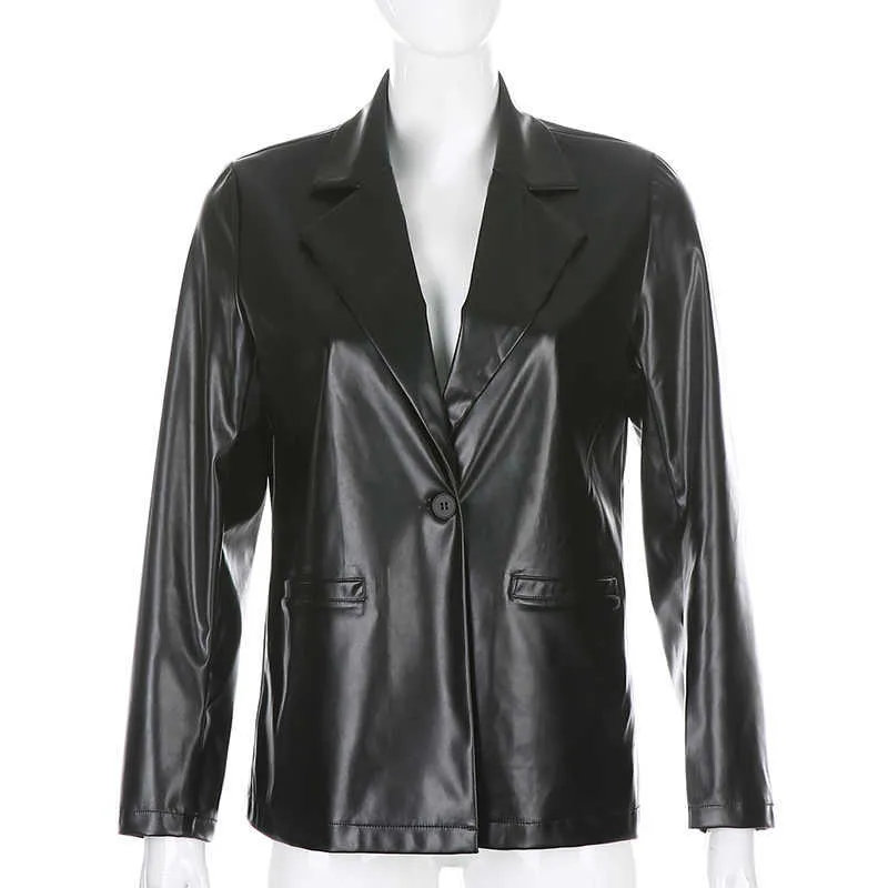 Suchcute pu mulheres jaqueta de couro outono casaco streetwear mulheres negras jaqueta estética gótico vintage 90s outfits outwear senhora 211007
