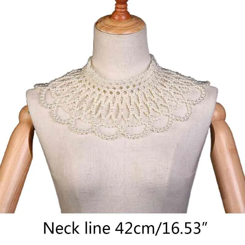 Imitatie parel golvende ketting bib choker vintage westerse trouwjurk holle sieraden body chain collar sjaal