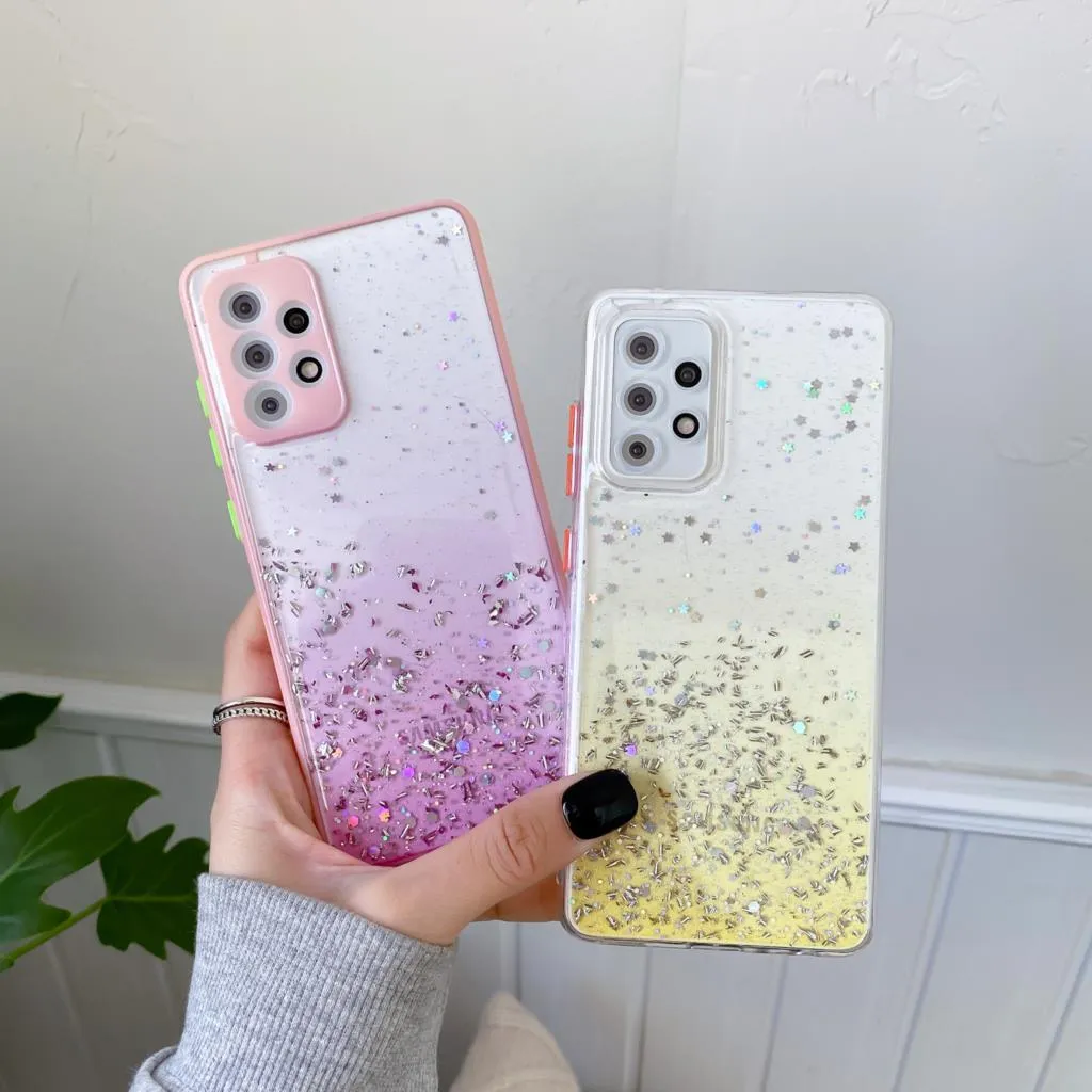 Étuis transparents de couleur bonbon à paillettes scintillantes pour Xiaomi Redmi Note 10 Pro 5G 9 S 8 9S 9T 9C K40 Mi POCO X3 NFC F3 M3 Housse en silicone souple