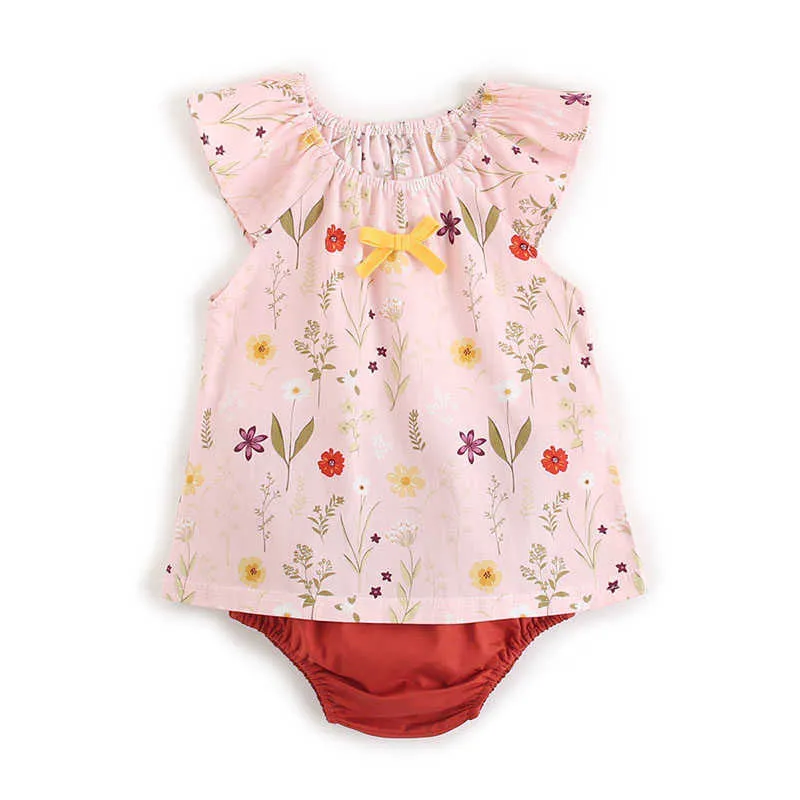 Líder Baby Baby Baby Roupas Casuais Moda Meninas Floral Bonito Vest Shorts Outfits Infantil Bow Verão Conjuntos 0-210708