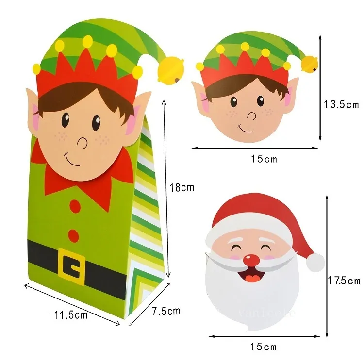 Weihnachten Candy Box große Cartoon Geschenkverpackung Taschen Urlaub Papiertüte 12 teile/satz T2I52682