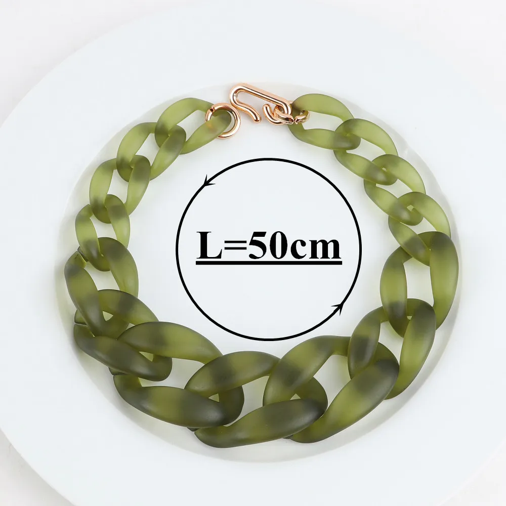 FishSheep givré vert Olive acrylique collier ras du cou pour les femmes résine grande grosse chaîne pendentif colliers 2021 mode bijoux