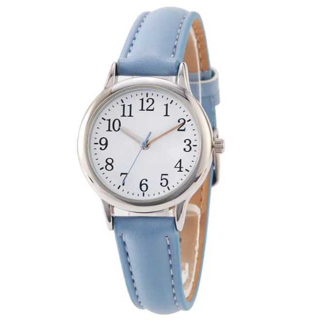 Casual stijl Duidelijke cijfers Fijne lederen band Quartz Dameshorloges Eenvoudig elegant studentenhorloge 31MM wijzerplaat Metalen gesp Polswatc224K