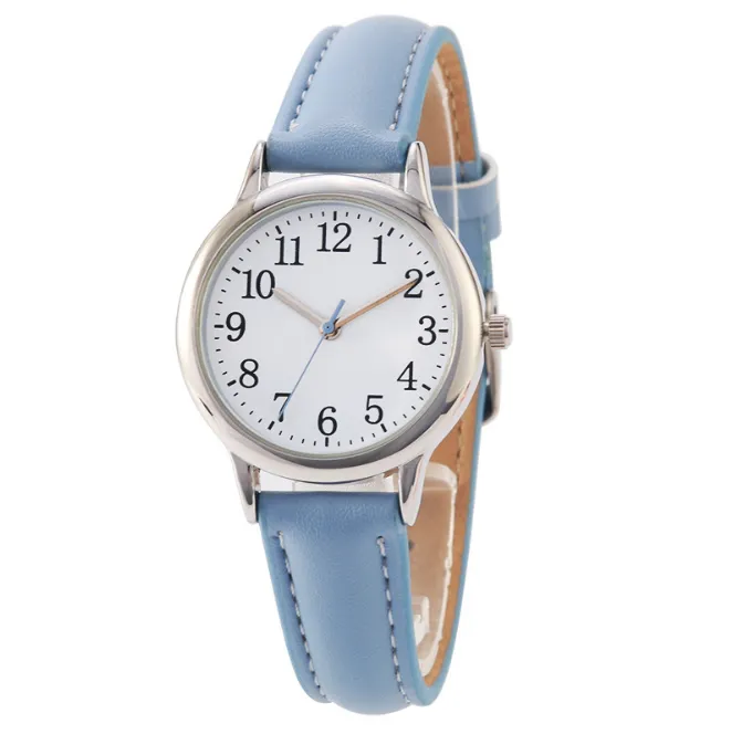 Casual Style Clear Numbers Fine Leather Strap Quartz Womens Watches Simple Elegant Students Watch 31MM Dial Metal Buckle Wristwatc224K