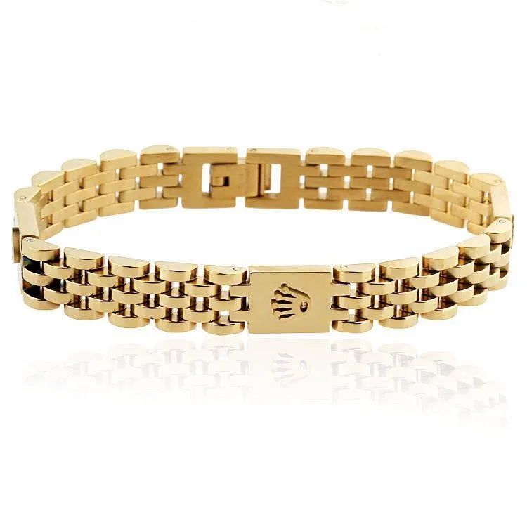 Luxury Fashion Speedometer Bangle Charm Crown Gold Chain Bracelet Men Watch Jewelry Accessories7845925