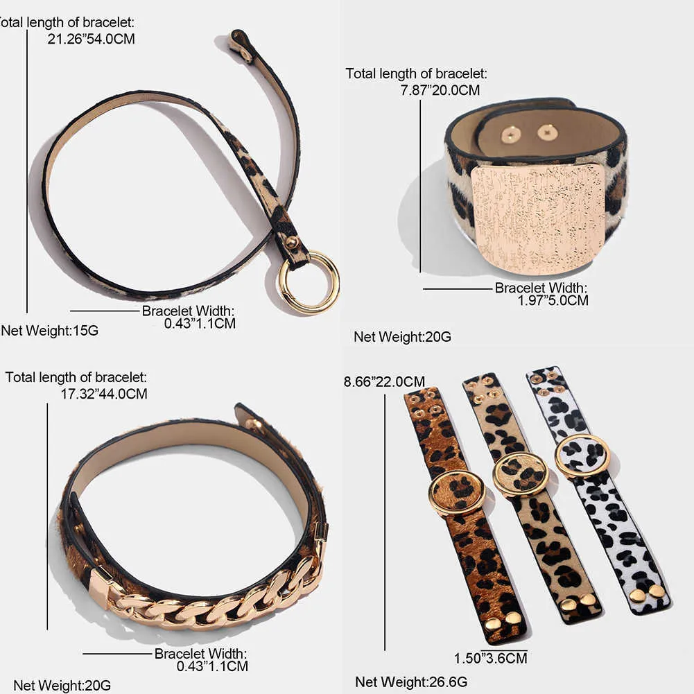 Flatfoosie моды za leopard браслеты bancle для женщин boho золотая цветная кнопка старинные кожаные браслет рождественские панк ювелирные изделия Q0719