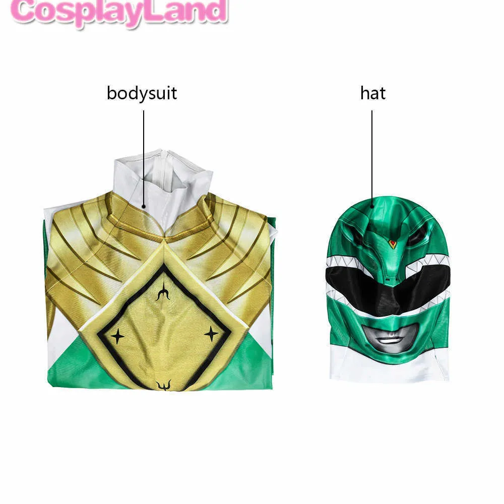 キッズコスプレドラゴンレンジャーブリ衣装子供ハロウィーンスーパーヒーローグリーンジャンプスーツ男の子Zentai Suit Q0910