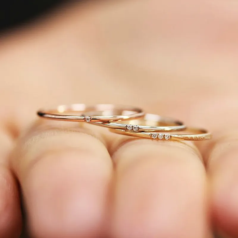 Ringen voor vrouwen Micro-Inserts Cubic Zirconia Dunne vingerring Fashion sieraden Ring KCR101