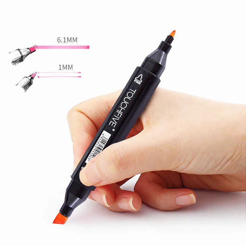 60/80/Markers Pen Set Kids Student Alcohol Art for Drawing Manga Touch Five Marker School Supplies 210904