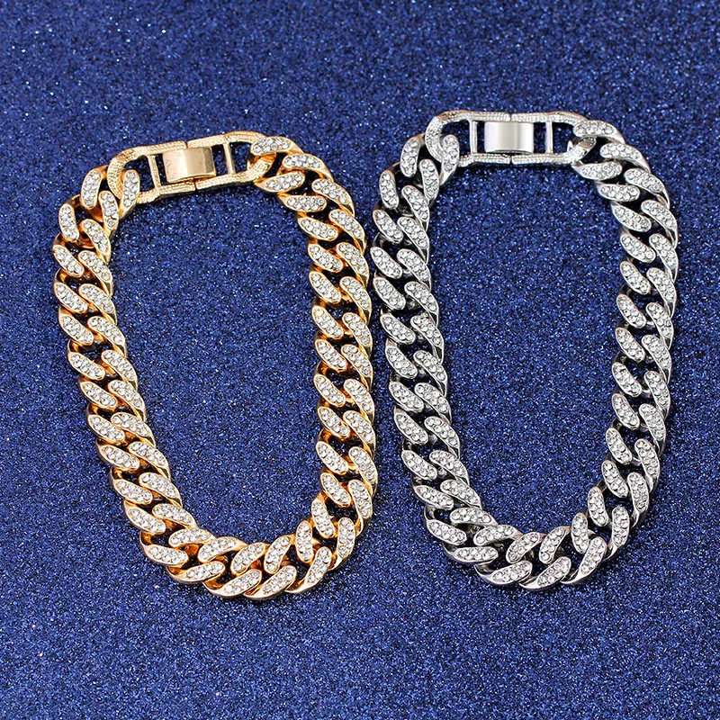Choucong hip hop bling łańcuchy modowe biżuteria męskie złoto srebrne miami kubańskie łańcuch łańcucha Diamentowe kryształ mrożony Chian Wom233M