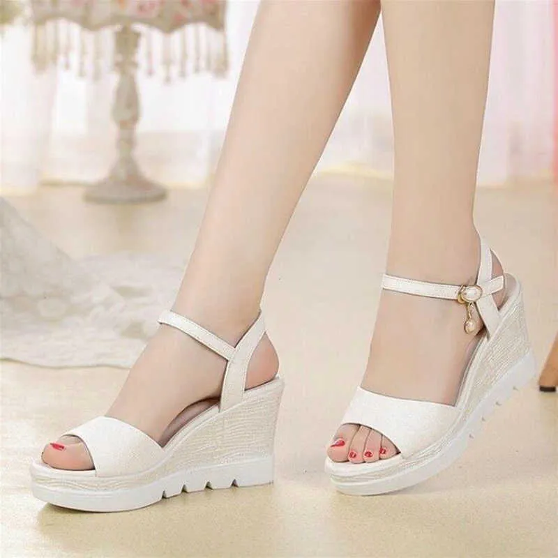 Size 35-40 2020 New Novelty Summer Female Sandals Women's Wedges Super High Heels Shoes Woman Collocation Daily Dress W303 Y0721