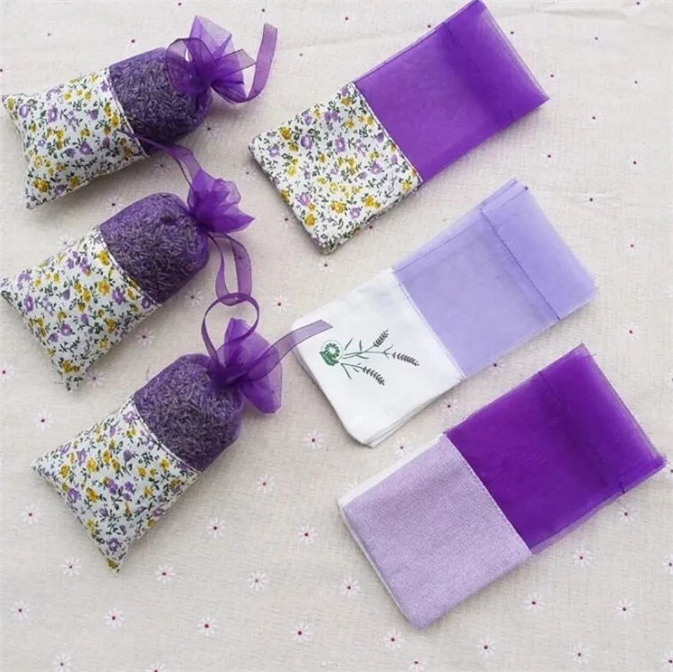 Sacchetti di bustine di lavanda in organza di cotone viola Fiori secchi fai-da-te Dolce Bursa Guardaroba Sacchetto regalo vuoto antimuffa Borsa profumataZC543