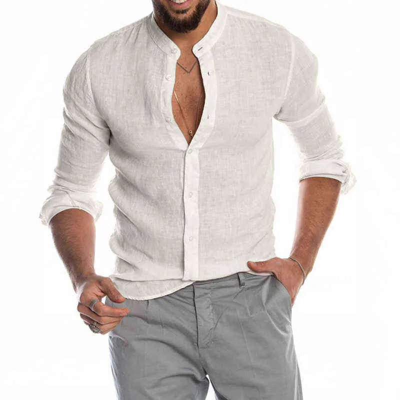 Najnowsze męskie mody swobodne koszule długie rękawy męski biznes społeczny Slim Fit Button Placket Soild Korean Collar Top Autumn Bluzka x1027