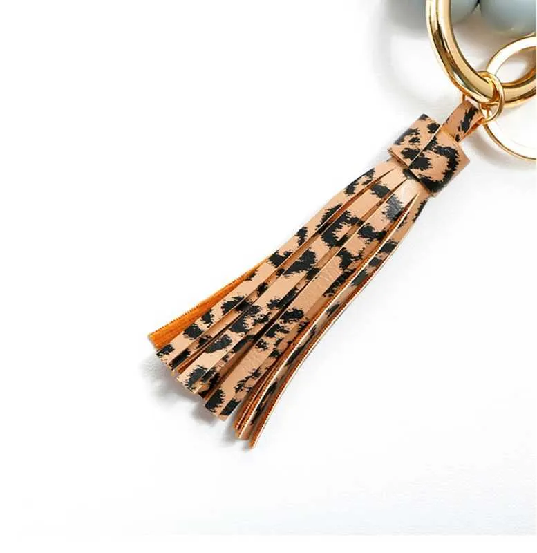 Bracelet porte-clés en silicone Bracelet perlé en cuir gland portefeuille bracelet G1019