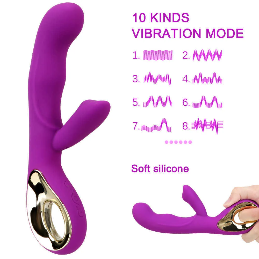 Masaż Elementy aktualizacji 10 Tryby Dildo Królik Wibrator Kobiet Masturbatorzy Wodoodporne Sexy Zabawki Dla Kobiet G-Spot Clit Stimulator
