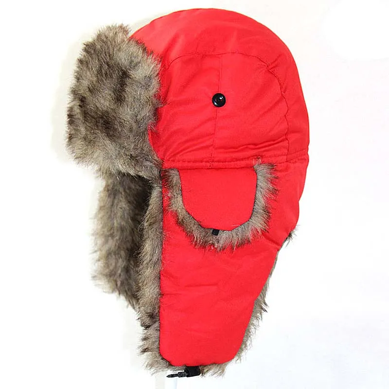 겨울 가짜 모피 덫 사냥꾼 모자 러시아 우 얀카 기병 방수 항공 모자 남성용 눈 에스키모 캡 귀 플랩