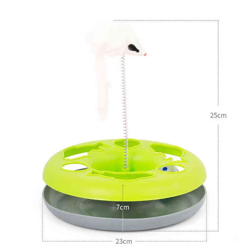 Pet Cat Round Play Board Spring Mouse Interactive Toys Game Amusemen Single Layer Turntable Plate Pets Cat Supply Training Toy 211122