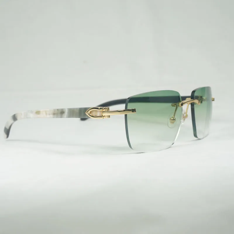 النظارات الشمسية الزجاج الخشب الطبيعي الرجال أسود أبيض بوفالو القرن النظارات القديمة بدون شفة oculos gafas الملحقات