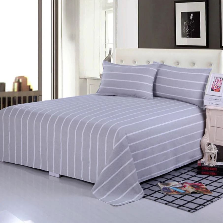 Sábana de cama Impresión textil para el hogar Sábanas planas de color a rayas Sábana de cama Ropa de cama para tamaño King Queen sin funda de almohada F0169 210420