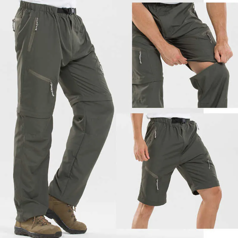 Pantalons d'été à séchage rapide pour hommes Pantalons amovibles imperméables tactiques en plein air Randonnée Sport Pantalons respirants Camping Trekking Shorts Y0927