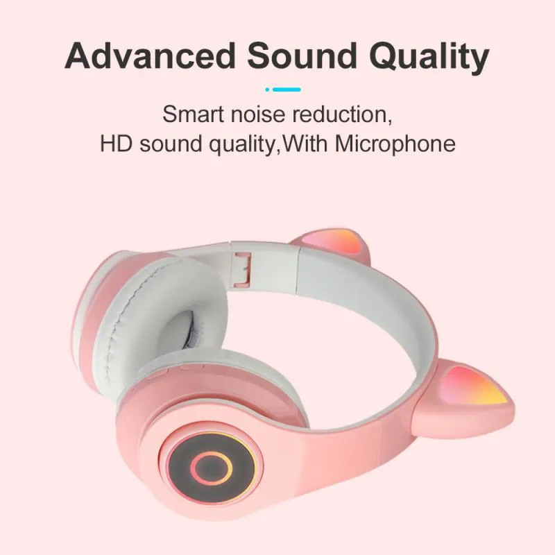 B39 Wireless LED Cat Ear Bluetooth Headphone Novelty Noise Canceling Headphones For Kid iPhone Android Cell Phone iPad iPod Earpho4121515