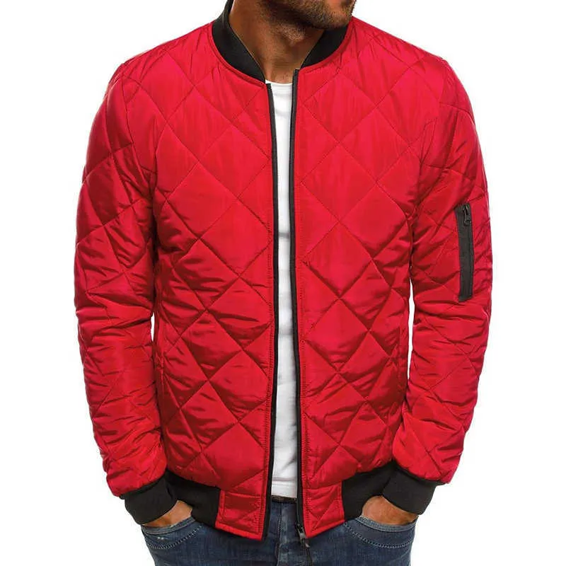 Män Quilted Padded Puffer Jacka Casual Zip Up Winter Warm Coat Bomber Outwear X0621