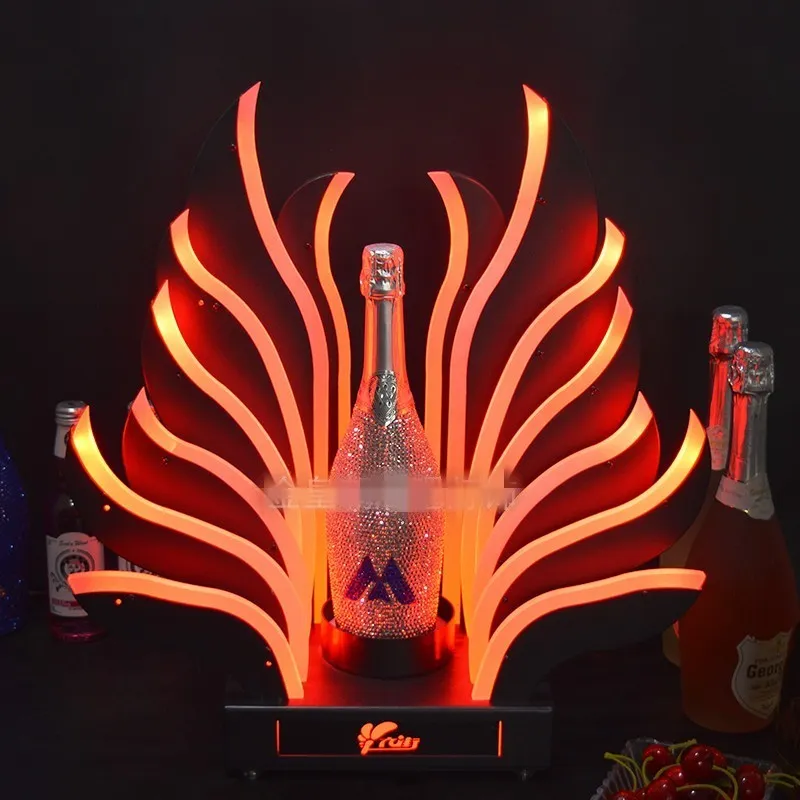 Paon Queue LED Bar Lumineux Porte-Bouteille De Vin Rechargeable Champagne Cocktail Whisky Drinkware Présentoir Pour Disco Party Ni299B