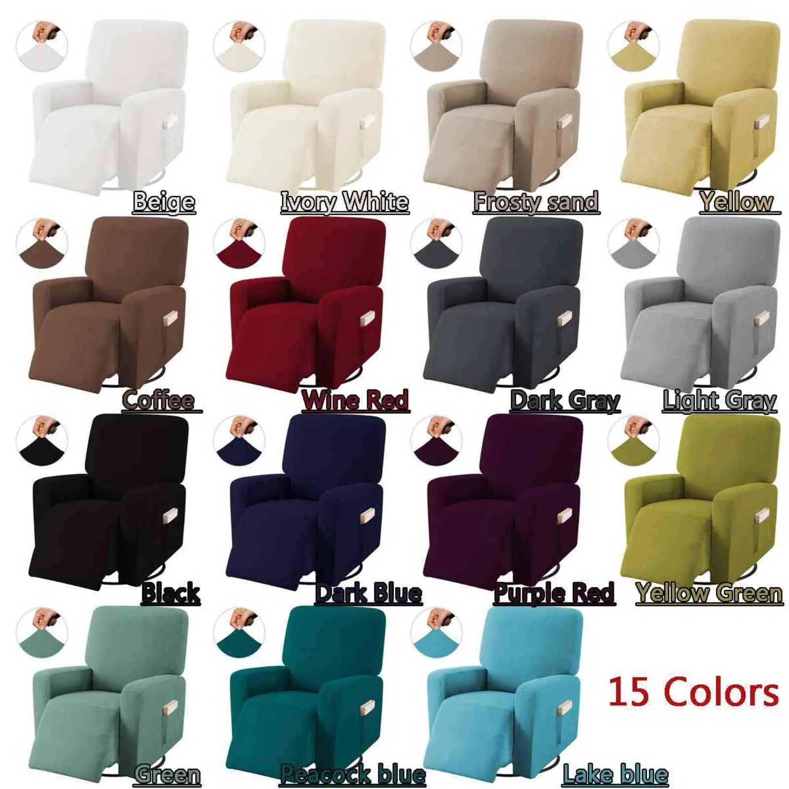 Stretch Elastic Recliner Sofa Cover Non-slip Removable And Washable Electric Armchair Cover Recliner Chair slipcover 211102
