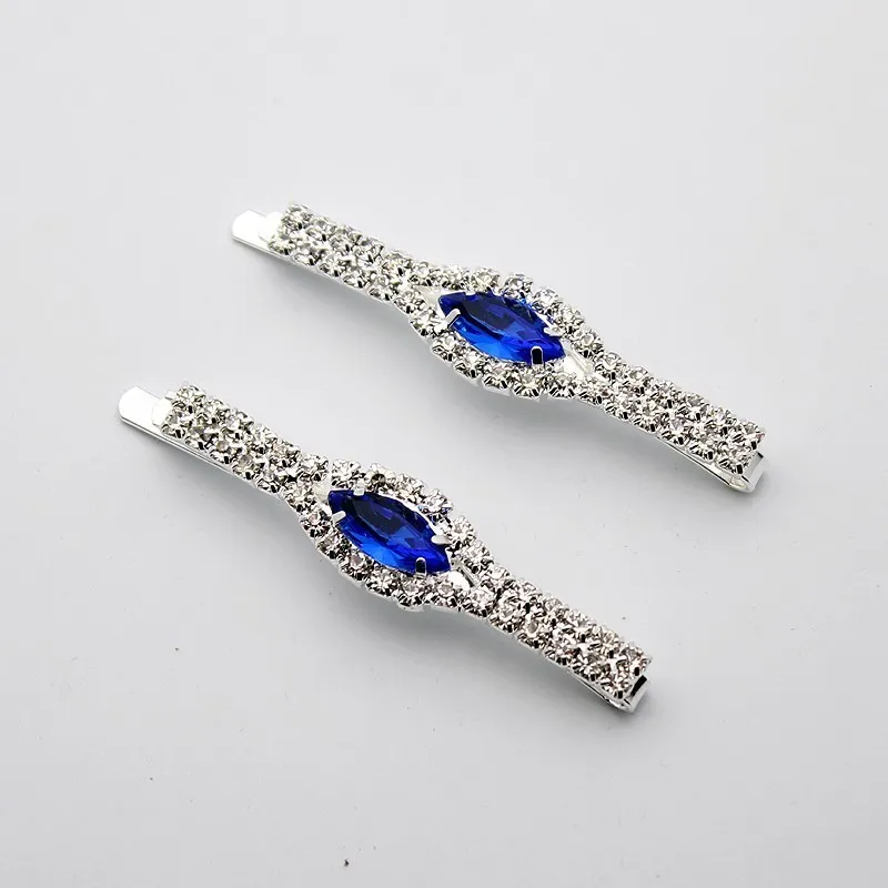 12 pièces mode porter luxe bleu cristal Barrette Diamante pince strass pinces à cheveux pour femmes bijoux accessoires