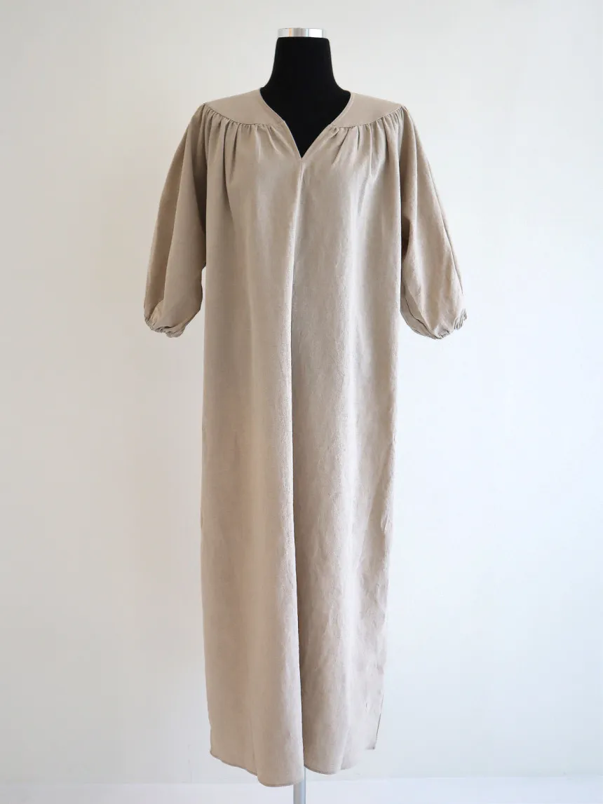Koreanische Baumwolle Leinen Frauen Lange Maxi Kleid Sommer Halbarm V-ausschnitt Lose Taille Kleider Casual Fashion Solid Vestidos 210513