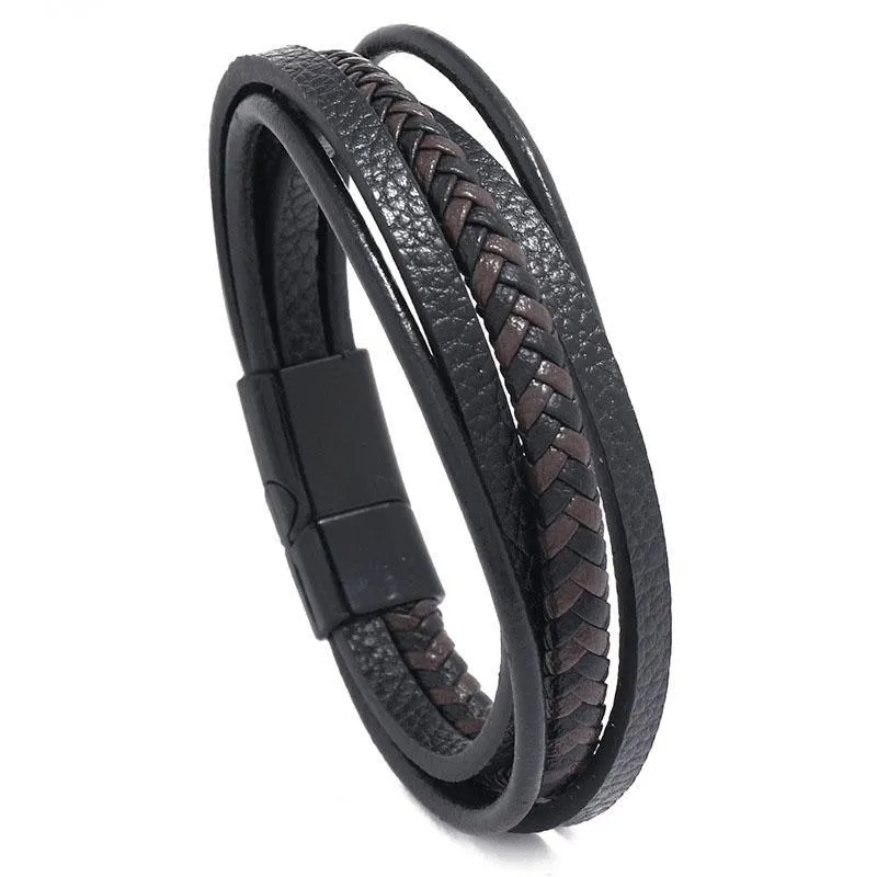 Braccialetti con ciondoli Bracciale in pelle PU unico da uomo 20 5 cm Multi strato intrecciato a mano Braslet Wrap Braclet Sopravvivenza Brazalete Regalo Fo250N