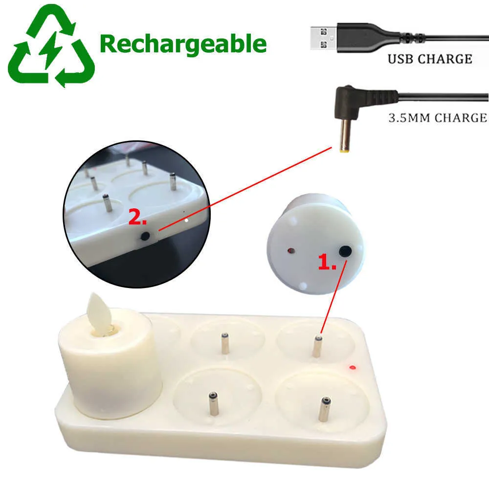 Luci da tè a LED ricaricabili USB con la remota allevamento senza fiamme realistiche e luminose a sfarfallio con stoppino in movimento H5788033