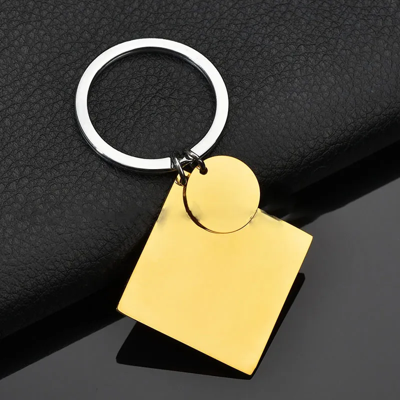 100% acier inoxydable carré pendentif porte-clés blanc armée Ketting pour gravure miroir poli voiture porte-clés entier 10 pièces 210409253o