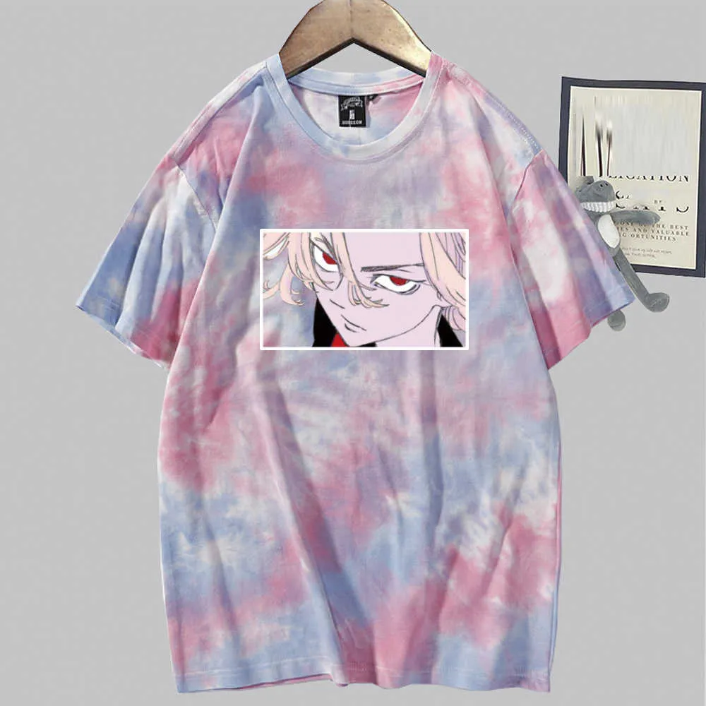 Tokyo Revengers T-shirt tinta unita con stampa anime a maniche corte e girocollo Y0809