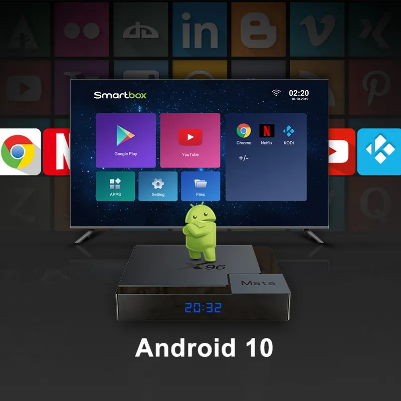 X96 Mate Android 100 TV Kutusu 4GB RAM 32GB ROM Allwinner H616 Dört Çekirdek Çift Bant WiFi8932017
